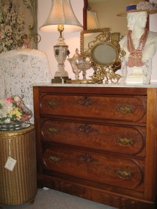 Victorian Burled Walnut/Marble Top Chest